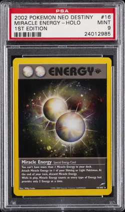 2002 POKEMON NEO DESTINY 1ST ED #16 MIRACLE ENERGY-HOLO PSA 9 - Image 1