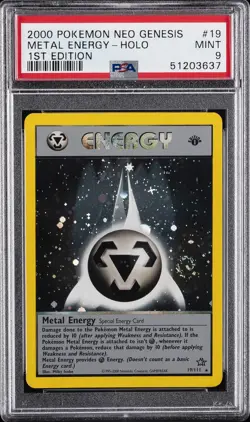 2000 POKEMON NEO GENESIS 1ST ED #19 METAL ENERGY-HOLO PSA 9 - Image 1