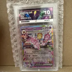 Pokemon Prismatic Evolutions Espeon EX ACE GRADE 10 Suprise Box Rare Psa 034/131 - Image 1