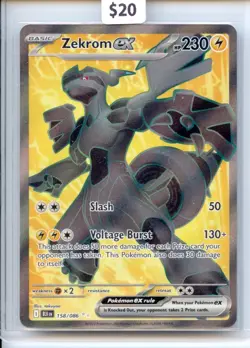 Zekrom Ex 158/086 Full Art Ultra Rare Pokemon TCG Black Bolt 2025 - Image 1