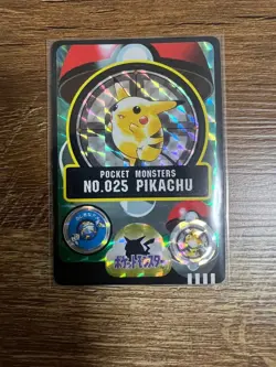 Pikachu No.025 Holo Pokemon Sealdass Sticker Vintage Nintendo Bandai Japan 1997 - Image 2