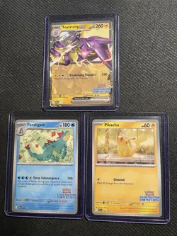 Pokemon TCG 2024 Illustration Contest Promos Feraligatr, Pikachu, Toxtricity EX - Image 1