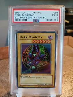 2004 Yugioh Dark Magician SYE-001 PSA 9 1st Edition (Scuffs On Back Of Slab) - Image 1