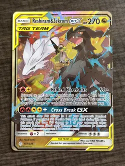 Pokemon TCG Reshiram & Zekrom GX Tag Team Holo Card Cosmic Eclipse #157/236 - Image 1