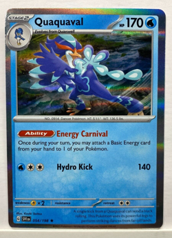 Pokemon TCG Quaquaval Scarlet & Violet Base Set 054/198 Holo Rare Nintendo P1 - Image 1