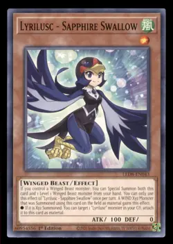 Yugioh Lyrilusc - Sapphire Swallow #LED8-EN043 Legend Synchro Storm LP - Image 1