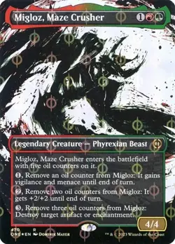 Migloz, Maze Crusher - Step-and-Compleat Foil Extended Art Showcase ONE NM MTG - Image 1