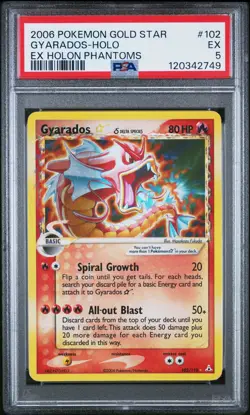 2006 POKEMON EX HOLON PHANTOMS GOLD STAR #102 GYARADOS-HOLO PSA 5 - Image 1