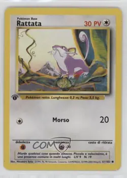 Rattata Italian 1st Ed. Pokemon Base Set #61 1999 - Image 1