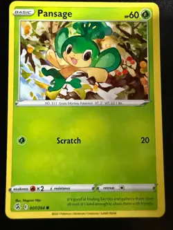 Pokemon Fusion Strike Pansage Common Card 007/264 NM - Image 1