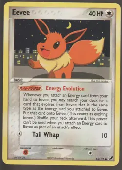 💥 Eevee 55/115 EX Unseen Forces Common Pokemon TCG Card 2005 - Image 1