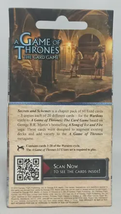 GOT GAME OF THRONES CARD GAME SECRETS AND SCHEMES CHAPTER PACK EXPANSION UNUSED - Image 5