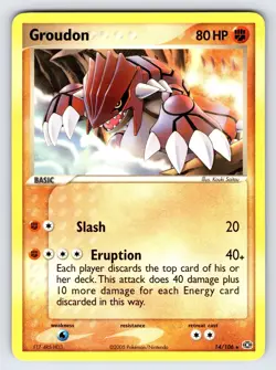 Groudon 14/106 2005 EX Emerald Pokemon Card TCG Nintendo Non Holo Rare - Nm/Vlp - Image 1