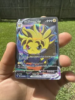 Pikachu Cosplay Goku DBZ Dragon Ball Z Pokemon Custom ACG Card Holo Foil Anime - Image 1