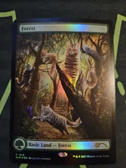 Forest *FOIL* Secret Lair Raining Cats and Dogs MTG NM 1515 - Image 1