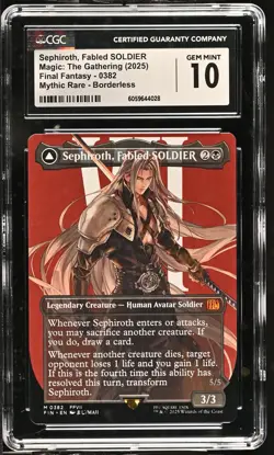 SEPHIROTH, FABLED SOLDIER Final Fantasy Borderless Mythic CGC 10 MTG - Image 1