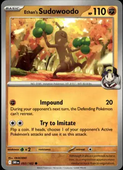 Pokemon Ethan’s Sudowoodo 093/182 Destined Rivals Non Holo Common 2 Card Lot - Image 1