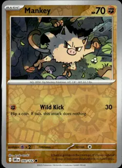 Pokemon Mankey 090/182 Destined Rivals Reverse Holo Common 2 Card Lot - Image 1