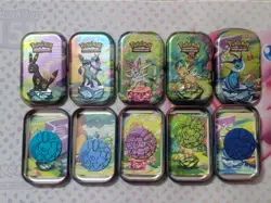 Pokemon Prismatic Evolutions Empty Mini Tins x5 with Coins and ArtCards - Image 1