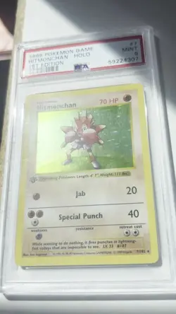 Pokemon TCG Hitmonchan 1st Edition Holo Rare Card Base Set 7/102 Psa 9 - Image 2