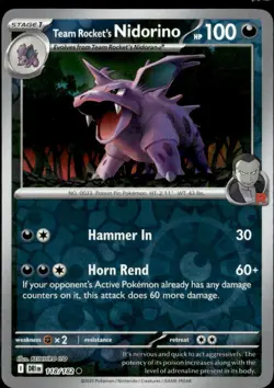 Pokemon Team Rocket’s Nidorino 118/182 Destined Rivals Reverse Holo 2 Card Lot - Image 1
