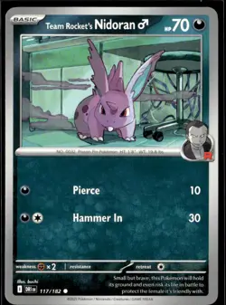 Pokemon Team Rocket’s Nidoran 117/182 Destined Rivals Non Holo 2 Card Lot - Image 1