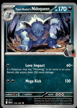 Pokemon Team Rocket’s Nidoqueen 116/182 Destined Rivals Non Holo 2 Card Lot - Image 1