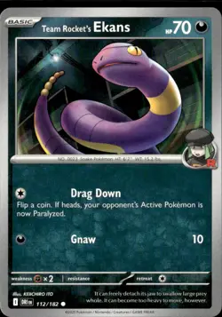 Pokemon Team Rocket’s Ekans 112/182 Destined Rivals Non Holo Common 2 Card Lot - Image 1