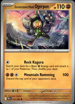 Pokemon Cornerstone Mask Ogerpon 111/182 Destined Rivals Non Holo 2 Card Lot - Image 1