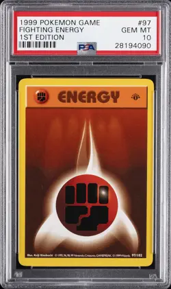 1999 POKEMON GAME 1ST ED #97 FIGHTING ENERGY PSA 10 - Image 1