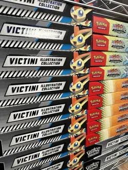 (LOT OF 23) Pokemon Prismatic Evolutions Poster & Victini Illustrustrations - Image 1
