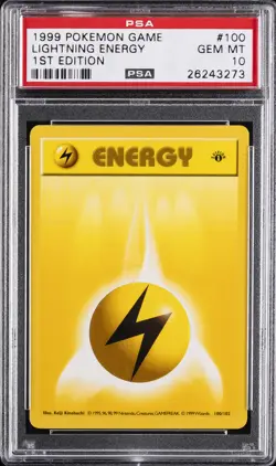 1999 POKEMON GAME 1ST ED #100 LIGHTNING ENERGY PSA 10 - Image 1