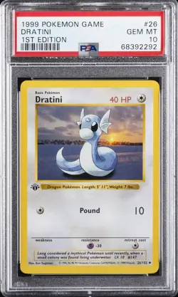 1999 POKEMON GAME 1ST ED #26 DRATINI PSA 10 - Image 1