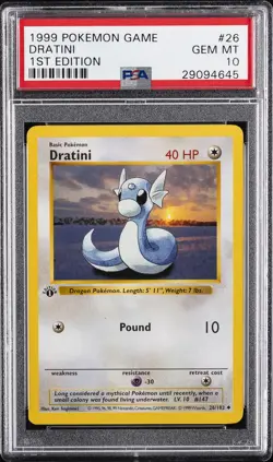 1999 POKEMON GAME 1ST ED #26 DRATINI PSA 10 - Image 1