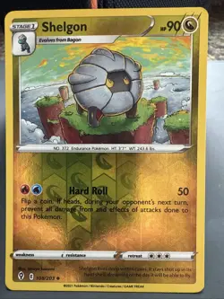 108/203 SHELGON REVERSE HOLO EVOLVING SKIES POKEMON CARD - Image 1