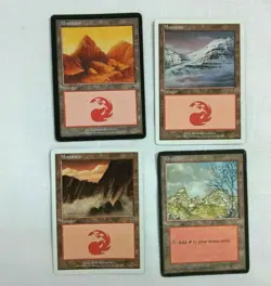 4 MTG Magic The Gathering cards Mountain Land 1995 - 2001 - Image 3
