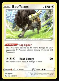 2021 Battle Styles Set Pokemon Card 118 Bouffalant NM - Image 1