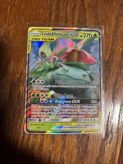 Pokemon Team Up Celebi & Venusaur GX Tag Team Ultra Rare Card #1/181 MINT - Image 1