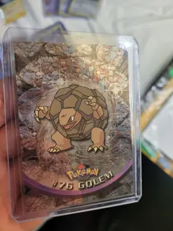 Golem #76 -TEXTURED HOLO - TOPPS Series 1 POKEMON CARD - Black Logo - LP - Image 1