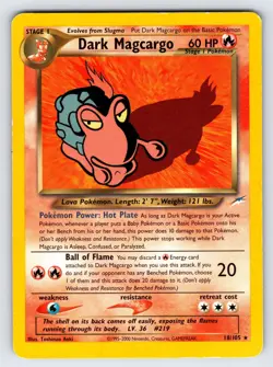 Dark Magcargo 18/105 2002 Neo Destiny Pokemon Card TCG Vintage WOTC Rare - Mp - Image 1