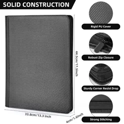 Card Binder 1000 Pockets, Premium PU Cover 16 Pocket Trading Card Binder, Rin... - Image 5