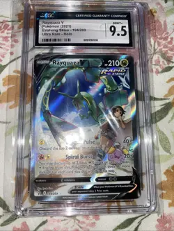 Pokemon CGC 9.5 Gem Mint Evolving Skies Alt Art Rayquaza V 194/203 - Image 1
