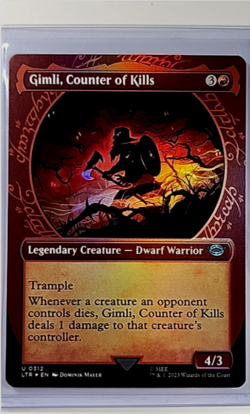 MTG Magic The Gathering Lord of the Rings Showcase Foil Gimli Counter of Kills - Image 1
