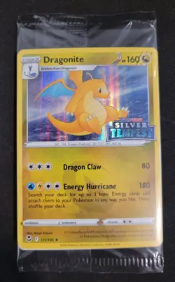 POKEMON SILVER TEMPEST DRAGONITE STAMPED EU EXCLUSIVE 131/195 TCG HOLO SEALED - Image 1