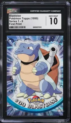 POKEMON TOPPS 1999 BLASTOISE #9 CGC 10 - FIRST PRINT (BLUE LOGO) - Image 1