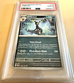 2023 Pokemon TGC UMBREON #130 OBF EN - OBSIDIAN FLAMES - PSA GEM MT 10 - Low Pop - Image 1