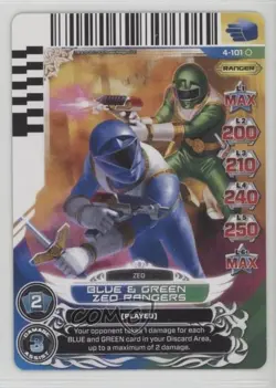 2013 Saban's Power Rangers - Action Card Game Blue & Green Zeo Rangers #4-101 - Image 1