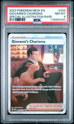 2023 POKEMON MEW EN-151 SPECIAL ILLUSTRATION RARE #204 GIOVANNI'S CHARISMA PSA 8 - Image 1