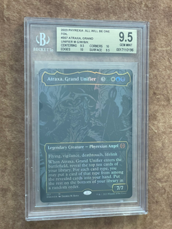 BGS 9.5 Atraxa Grand Unifier Oil Slick Raised Foil #365 Phyrexia MTG Card - Image 1