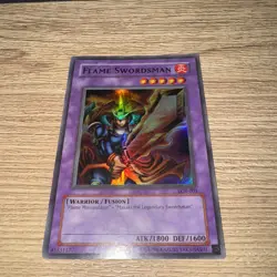 YuGiOh card Flame Swordsman Super Rare LOB-003 - Image 1